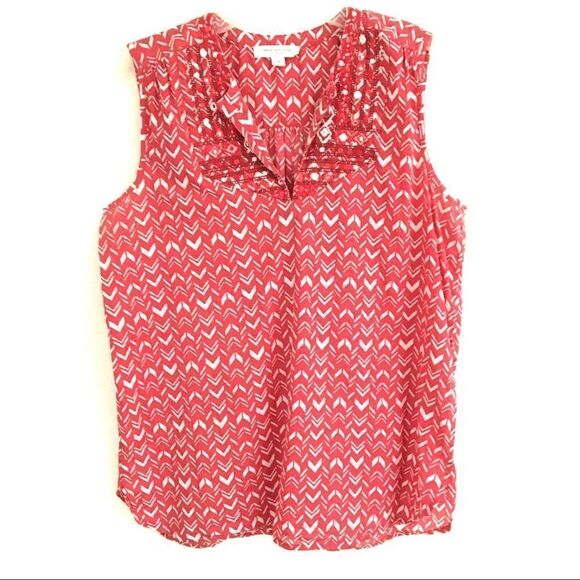 BeachLunchLounge chevron print V-neck tank S - Picture 1 of 7